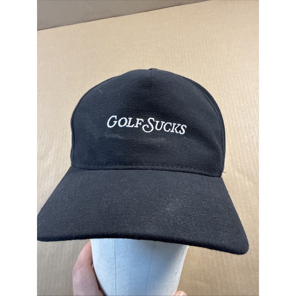 Travis Mathew Golf Sucks Snapback Hat Skeleton Golfer Black Cap Mens